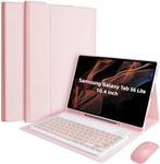 TUNKARMOR Case Keyboard for Samsung Galaxy Tab S6 Lite 10.4inch 2024/2022/2020 - Mouse and Detachable Magnetic Keyboard, Slim Case with Pencil Holder, Auto Sleep/Wake, Pink