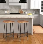 APRODZ Home Jean Steel Frame Mango Wood Bar Stools Set of 2 Naturally Stained Seats with Black Base