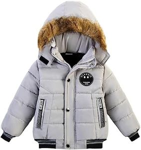AMIYAN Toddler Boys Down Jacket Fur Collar Hood Thick Warm Winter Snowsuit Coat Parka