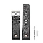 Finjin R Calfskin Leather Watch Band Suitable for Men's Diesel Watches, black, 28 mm, Modern