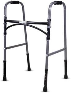 Vissco Venante Lightweight 100kg Capacity (Mild Steel Frame) U-Shaped Bar Foldable Walking Aid, Adjustable Height Walker, Premium Grade Rubber Shoes (Grey)