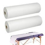 GEN'CBÉAUTY Disposable Massage Table Sheets Roll for Massage SPA Tattoo Lashes Wax Table 31.5*70.9 Inches 50 Sheets White Non-Woven, Pre-Cutted, Extra Thick, Hygiene with Face Hole Sheets (2 Rolls)