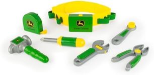 John Deere Deluxe Talking Toolbelt - 7-Piece Kids Tool Set - Interactive Construction Toys - Interactive Toddler Tools Playset - Green - 7 Count - Preschool Toys Ages 2 Years and Up