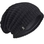 Men Oversize Beanie Slouch Skull Knit Large Baggy Cap Ski Hat B08 (Grey)