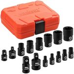 HORUSDY 15-Piece E Torx Socket Set | Star Socket Set with Case | E4 - E20 Female Torx Socket Set with Impact Socket Adapter and Storage Case