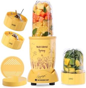 Wonderchef Nutri-blend Spring Mixer Grinder Blender & Smoothie Maker | 500W | 22000 RPM | 100% Copper Motor | 2 Unbreakable Jars | SS Blades | 2 Year Warranty | Recipe book | Yellow