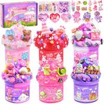 LAWOHO 6 Pack Pink Slimes, Clear Butter Cloud Slime kit for Girls & Boys, Non-Stick Slime for Kids Party Favors Toys with Cute Add-Ins, Birthday Easter Valentines Day Gifts for Kids Slime Making Kit