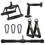 DYNASQUARE Pro Cable Attachments for Home Gym, LAT Pulldown Equipment, Weight Machine Accessories, Straight Pull Down Bar, V-Shaped Press Down Bar, Tricep Rope, Exercise & Double D Handle