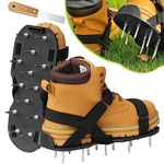 Mehani Lawn Aerator Shoes - Integrated Lawn Spike Shoes with X Straps - Easy Assembly Lawn Aerator Sandals - Grass Aerator for Lawn Suitable for Various Gardening Shoes - Aerator Shoes (Black)