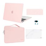 MOSISO Compatible with MacBook Air 13 inch Case 2022-2018 Release A2337 M1 A2179 A1932 Retina Display, Air 13.3 inch Plastic Hard Shell&Bag&Keyboard Skin&Webcam Cover&Screen Protector, Chalk Pink