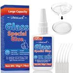 50g Large Glass Glue, Waterproof Adhesive for Glass Repair Super Quick Clear Super Heavy Duty Acrylic Glue, Glass to Glass Glue for Invisible Repair Mirror, Crystal, Jewelry, Rhinestone, Craft Glue