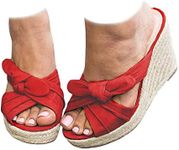 Womens Espadrilles Slip on Wedge Sandals Slides Bow Tie Platform Open Toe Summer Mules Shoes 9.5