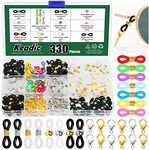 Keadic 330 Pcs 9 Styles Silicone Eyeglass Chain Ends Assortment Set with Lobster Clasp, Adjustable Rubber Spectacle End Connectors Anti-Slip Ends Retainer for Eyeglass Chain Holder Necklace, Black, White, Gold, Silver, 0.8 x 0.2 inch/20mm x 5mm