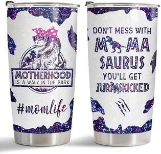 34HD Christmas Gifts for Mom from Son Daughter, Mamasaurus Tumbler with Lid 20oz Stainless Steel, Funny Mom Coffee Mug, Mom Drinking Cup, Mamasaurus Gifts for Women Birthday