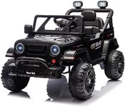 VOLTZ TOYS 12V Ride-On Car Truck for Kids with Open Doors, LED Lights, 2.4G Remote Control and MP3 Player with Music, Horn, Battery Powered Electric Vehicle Gift for Boys and Girls (Black)