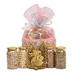 VT REAL NUTRI Dry Fruit & RadhaKrishna home Decor show piece Pink Gift Basket/Gift Box/Gift Pack/Gift Hamper/Diwali/Rakhi/Christmas/Pongal/Wedding/Anniversary (250 * 4) 1kg