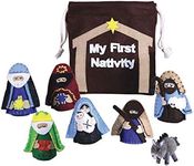 Felt Nativity Set for Kids, Christmas Activity Bag for Advent, Christian Play Figure Playset, Featuring Mary, Joseph, Baby Jesus, Shepherd, Wisemen, Donkey (8 Piece Set)