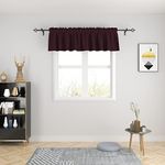 Burgundy Red Valance Curtain Topper Long Blackout Living Room Darkening Kitchen Rod Pocket Triple Weave Small Short Mini Window Curtain Valance Door Bathroom Bedroom 1 Piece, Each W132cm x D45cm