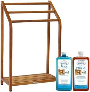 The Original Sula Versatile Teak Towel Rack & AquaTeak Two-Step Care Kit