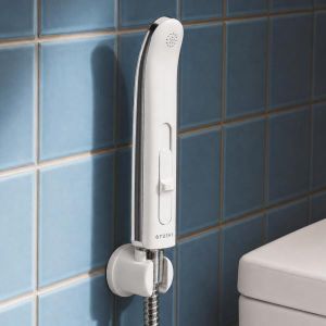 TUSHY Handheld Bidet Sprayer for Toilet with Adjustable Water Pressure | Ergonomic, Leak-Proof Brass Shutoff Valve, 47-inch Flexible Stainless Steel Hose, Toilet Tank or Wall Mount