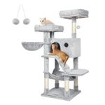 Feandrea Cat Tree, Cat Tower for Large Cats, Ultra-Soft, White-Grey Ombré PCT162W01