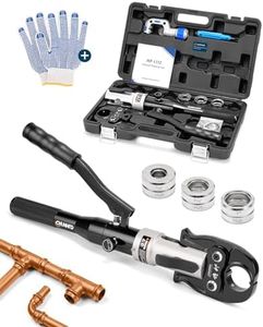 CHANHYD Hydraulic Copper Tube Fittings 1/2, 3/4, 1" Press Crimping Tool Kit Pex Pipe Crimper Pressing Pliers Stainless PEX Press Sleeves for Narrow Space Tee Copper Pipe