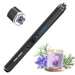 Electric Lighter Rechargeable Candle Lighter - Dual Arc Plasma Lighter Windproof & Flameless with LED Display USB-C for Candle Cooking Camping (Black)