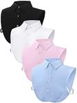 Syhood Fake Collar Detachable Dickey Collar Half Shirts Round Collar Blouse False Collar Top for Women Outfits(4 Pcs,White, Black, Pink, Light Blue)