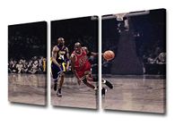 TUMOVO Legends Kobe Bryant Wall Art Decor Framed Print Premium Textured Poster | Basketball Fan Memorabilia Gifts for Guys and Girls Bedroom Ready to Hang - 12 x 24 inch x 3 Panels