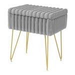 COTUBLR Vanity Stool for Bedroom, Ottoman with Storage, Vanity Chair for Makeup, Foot Stool for Living Room, Grey