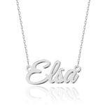 UMAGICBOX Personalized Silver Name Necklace Elsa - Customizable Engraved Stainless Steel Pendant for Women - Unique Gift for Birthdays, Anniversaries, Graduations, and Valentine's Day