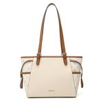 Miss Lulu Tote Bag for Women Handbags Bag Ladies PU Leather Shoulder Bag Top Handle Bag Large Capacity (Beige&Brown)