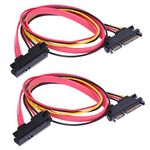 RLECS 2-Pack 50cm SATA Power Cable 22Pin (7+15) Male Plug to 22 Pin Female Jack Connector SATA Serial ATA Data Power Combo Extension Cables Wire Cords