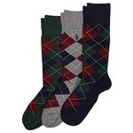 POLO RALPH LAUREN Mens Argyle Dress Crew Socks 3 Pair Pack - Soft and Lightweight Cotton Comfort, Deep Pine, 6-12.5