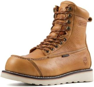 SUREWAY 8in Moc Toe Work Boots for Men,Wedge Sole Composite Toe