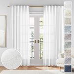 MEETBILY Curtains Panels for Back Tab Semi Sheer, Linen Textured Drapes Rod Pocket, Flax Curtains for Farmhouse/Bedroom/Living Room/Window (2-Pack, 50 x 84 inch, White)