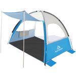 Brace Master Beach Tent with Awning, Easy Setup Beach Shade Sun Shelter for 2-3 Person, UPF 50+ Anti UV Tent, Portable Carrying Bag, Blue