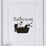 Froomer Bathroom Sticker | Bathroom Door Sticker | Bath Tub Removable Wall Art Vinyl Decal for Bathroom | Girl in Bath Tub Mural Home Door Bath Room Decor Wall Sticker Girl In Bath Tub with Bubbles