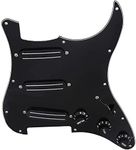 Yibuy Black 3-ply Dual Rail Pickup Electric Guitar Loaded Prewired Pickguard set SSS 9.2-9.3 kohm