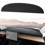 BASENOR 2024 Upgrade Tesla Model Y Dashboard Cover Anti-Glare Flannel Dashboard Pad Sun Protection Dash Mat Fit Model Y Decorative Interior Accessories 2020-2024 Black