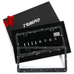 Tchipie 2 Pack Black Bling Rhinestone License Plate Frames for Women, Sparkly Diamond License Plate Frame, Bedazzled Crystal Car License Plate Cover, Glitter Tag Frame with Gift Box, Stainless Steel