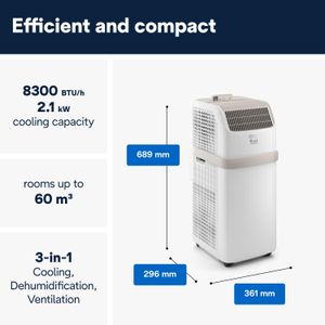 De'Longhi Pinguino Compact Portable Air Conditioner 8,300 BTU – 3-in-1, White, Window Kit