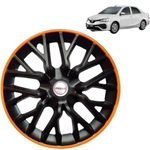 PRIGAN Wheel Cover for Toyota ETIOS Old 14 Inch Black Orange Wheel Cap (Available in 12,13,14 Inch) (Set of 4 Pcs) (Press Fitting) Model- Power GT Orange-14