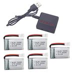 ZYGY 5PCS 3.7V 300mAh lithium battery with 5-in-1 charger for Syma X11 X11C Wltoys V911S A120 XK A150 V966 FX801 UDI U830 U816A Hubsan X4 H107L DFD F180W F180C HS170 HS170C Drone