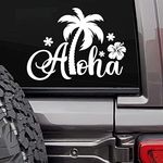 MAZ DISTRIBUTIONS – Aloha Sticker - Vinyl Hibiscus Flower Hawaiian Decal for Car, Truck, and Van - Waterproof for Wall Coolers and Boats- Indoor and Outdoor Use - Laptop and MacBook Decal - MAZ- 366