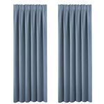 BellaHills Blackout Curtains for Bedroom - Pencil Pleat Thermal Insulated Room Darkening Curtains for Living Room, Set of 2 Panels (66 x 90 Inch, Stone Blue)