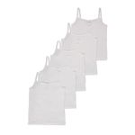 The Essentials Direct Girls Pack of 5 CAMI Vests Soft Cotton Underwear White Pastel Age 2-12 UK EX Stores (White, 10-11 Years)