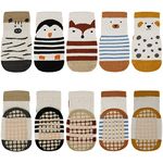 Vicloon 5 Pairs Baby Socks for Boys Girls, Baby Socks with Grips, Baby Non Slip Socks, Baby Anti Slip Cotton Sock, Medium Tube Baby Socks Cotton Socks -S