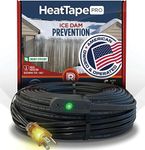 Grip Clip Heat Tape Pro for Ice Dam Prevention Heavy Duty - Self-Regulating - Plug-in Ready Heat Cable - 120V, 6 watts/FT (62 Feet + 10 Foot Cold Lead)