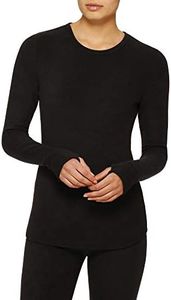 Cuddl Duds ClimateRight Women's Stretch Fleece Long Sleeve Base Layer Top - Crew Neck, Black, 4x